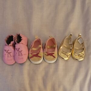 Barbie Pink and Gold Baby Shoe Trio
